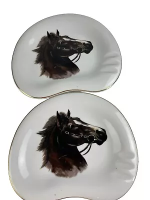 Set Of 2 Ashtrays With Horse And Gold Trim Japan 1950s Lipper And Mann Creations • $52