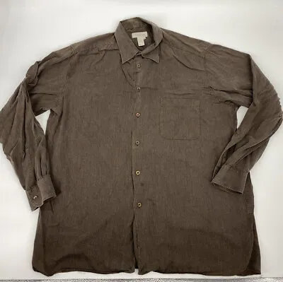 Ermenegildo Zegna Men’s Brown Long Sleeve Button Up Shirt Sz 2XL • $25