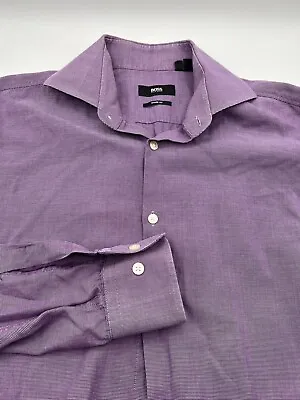 Hugo Boss Shirt Mens 15.5 32/33 Purple Sharp Fit Long Sleeve Button Up • $14.58
