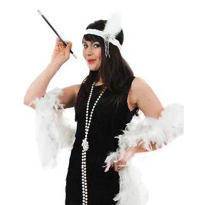 5 Piece Ladies Flapper Costume 1920's Black Fancy Dress Costume Accessory Kit • £16.99