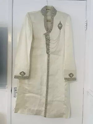 Indian / Pakistani Bollywood Mens Wedding Sherwani Kurta Shalwar Kameez Size M • £45