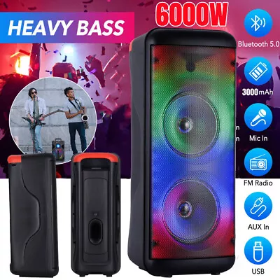 8  6000W Bluetooth Trolley Speaker Subwoofer Ultra Loud Heavy Bass For Party • £68.99