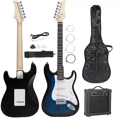 Blue Full Size Electric Guitar With Amp Case And Accessories Pack Beginner • $99.58