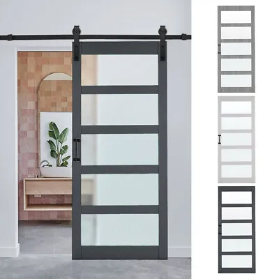 Sliding Barn Door Closet For Single Wood Door 6-7FT / Door With Track Kit Use • £32.95