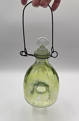 Vintage Lime Green Glass Wasp/Insect Fly Trap Hanger Glass Stopper • $42