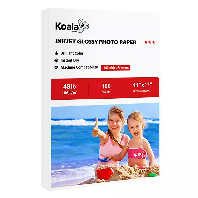 Koala Premium Glossy Photo Paper 11x17 100 Sheets 48lb 180g For Inkjet HP Epson • $23.99