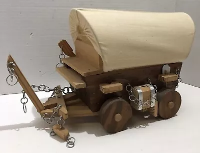 $45 • Buy Vintage Handmade Folk Art Wooden Covered Wagon Western Theme