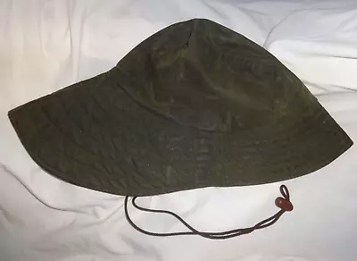 Barbour Waxed Sou'wester Rain Green Hat 2 Crest England Rare D565 Size XL • $115