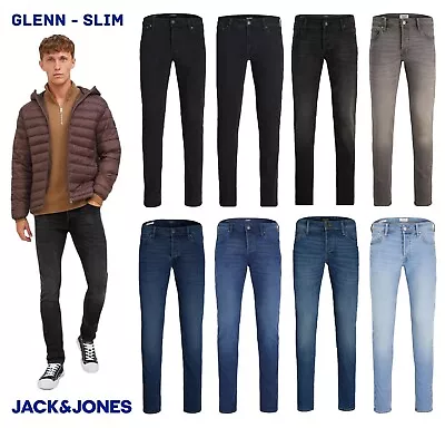 Mens Slim Fit Jeans Jack & Jones Glenn Denim Stretch Pants Smart Casual Trousers • £24.99