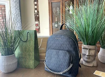 $328 Michael Kors Jet Set MD Chain Backpack Handbag Black MK Bag • $7