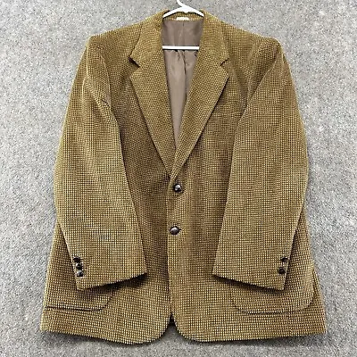 VINTAGE Members Only Jacket Mens 44 Brown Corduroy Grid Cotton Sport Coat 90s • $13.45