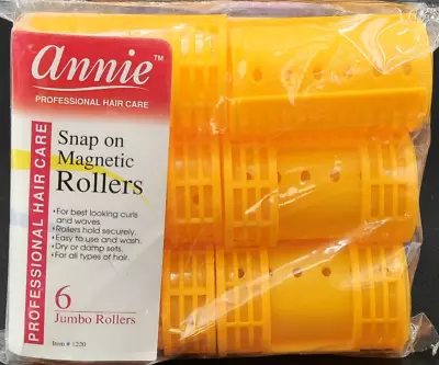 Annie 6ct Snap On Jumbo Magnetic Rollers Orange # 1220 • $7.99
