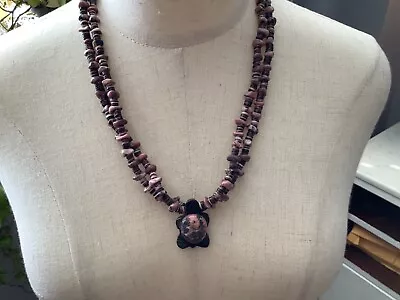 Rare Vintage Native American Indian Double Strand Heishi Bead Turtle Necklace Nr • $49.99