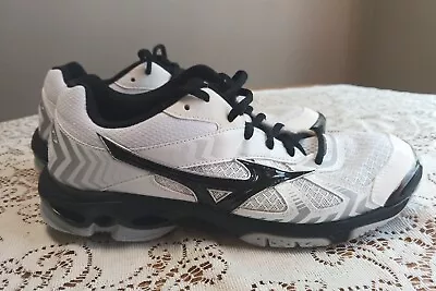 Women's MIZUNO Wave Bolt 7 Volleyball ShoesWhite/Black.Sz 10.Excellent Pre-Owned • $18