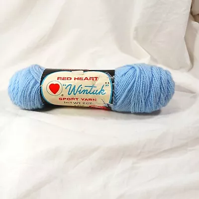 Vintage Red Heart Wintuk Orlon Acrylic Sport Yarn Baby Blue #802 1 Skein NEW NOS • $3