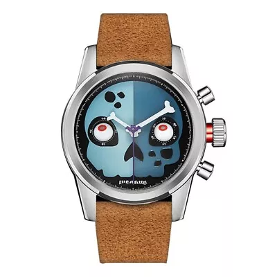 MERKUR Men Chronograph Watch Pilot Skull Manual Wind Mechanical Wristwatch ST29 • $299