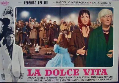 La DOLCE VITA Italian Fotobusta Movie Poster 2 R64 FELLINI MASTROIANNI EKBERG • $250