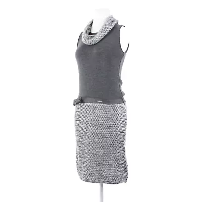 Miss Money NEW $186 Perla Sz M Gray White Knit Belted With Scarf Wool Dress • $99.99