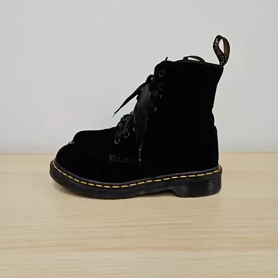 Dr Martens 1460 Pascal Black Soft Velvet Ankle Rare Boots Size Uk 4 Eu 37 Womens • £129.99