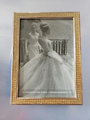Milano Series 5x7 Diamonds Frame Polished Silver Picture Frame Beautiful • $12