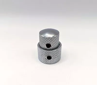 Dual Stacked Metal Guitar Control Knob In Chrome Top Tone Or Volume FREE POSTAGE • £5.99