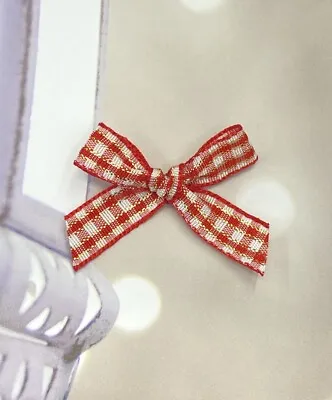 100x Tartan Pre Tied Bows 1cm Wide Check Wedding Hair Ribbon Embellishment Craft • £6.82