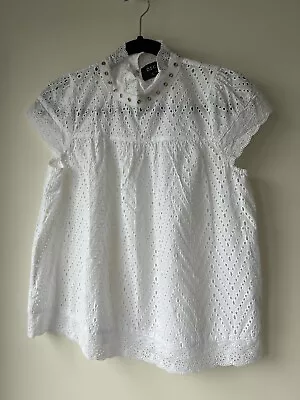 DECJUBA Women’s 100% Cotton White Blouse/TOP Size 8 AS NEW • $35