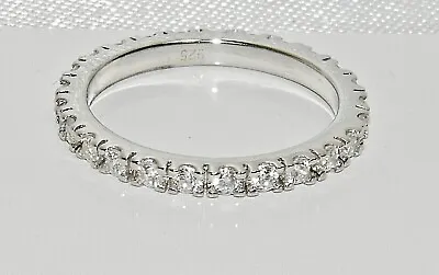 £15.95 • Buy Sterling Silver Diamond Full Eternity Ring Size J To V - Simulated Diamond