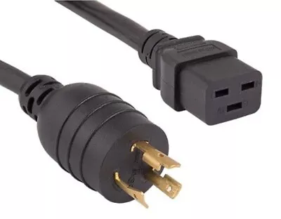 6ft 12 AWG 20A 250V Heavy-Duty Power Cord (NEMA L6-20P To IEC 320 C19) Black • $17.95