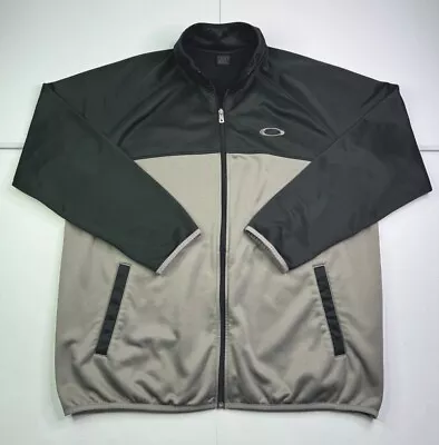 Oakley Mens Black Gray Full Front Zip Fleece Lined Jacket Sweater Golf Casual XL • $24.95