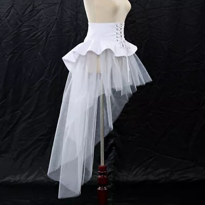 Gothic Tulle Skirts For Women Punk Ruffles Pirate Corset Over Skirt Waist Belt • $49.49