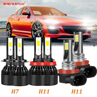 For Mazda RX-8 2004-2008 6X LED Headlight Hi-Lo Beam Fog Light Bulbs White Kit • $29.59