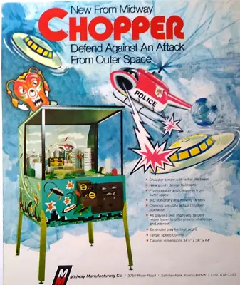 Chopper Arcade Game Flyer Pilot Flying Helicopter Outer Space Attack Retro 1970 • $33.15