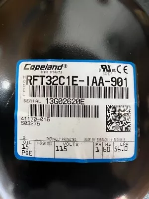 Copeland Hermetic Comp RFT32C1E-IAA-901 115V/1/60 R404 1/2 HP Low And Med. Temp • $425