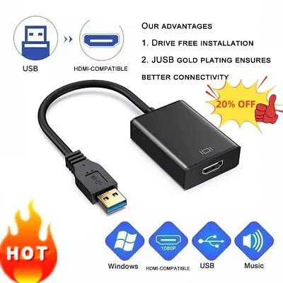 1080P USB 3.0 To HDMI Compatible Video Cable Adapter Converter For PC LaptoHOTO • $5.84