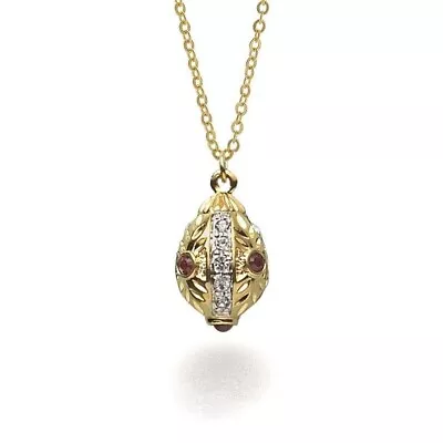 Russian Faberge Inspired Jewel Tone Egg Pendant Necklace - Imitation Diamond • $40