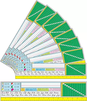 36-Piece 18” X 4” Cursive Name Plates Multiplication Chart Fractions Ruler • $25.41