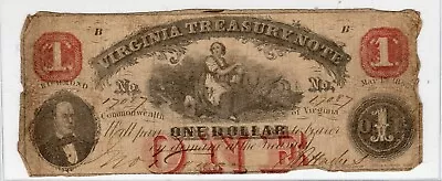 VA CR-16 1862 $1 Virginia Paper Money • $19