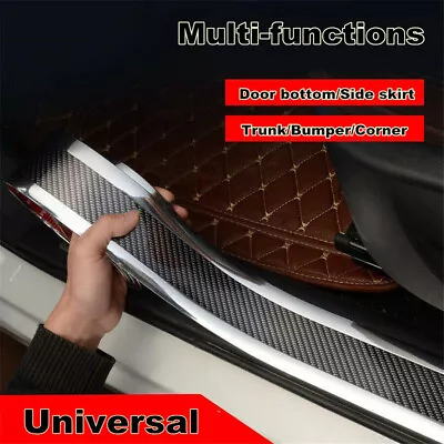 3cm * 1M Sliver Carbon Fiber Door Sill Scuff Cover Plate Sticker Protector Parts • $7.18