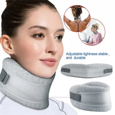 Adjustable 2 In1 Neck Brace Collar Cervical Support Traction Pain Relief Device • £7.32