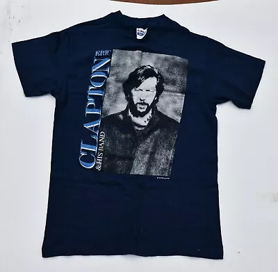 Original Eric Clapton 1985 Vintage Behind The Sun Tour Blue T-shirt • $125