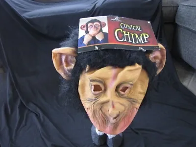 Comical Chimp Adult Mens Mask Head Halloween Accessory Big Ears Monkey • $12.95