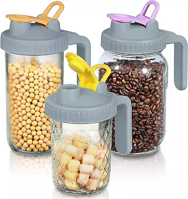 3 Pack Wide Mouth Mason Jar Pouring Spout Lid With Handle For Ball Mason Jars L • $15.44