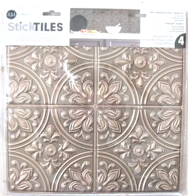 * RoomMates Peel And Sticktiles 10.5  Square 4pack COPPER TIN COLOR Backsplash • $21.99