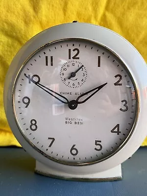 Vintage Westclox Big Ben Chime Alarm Metal Desk Clock Made In USA Cream Color • $24.88