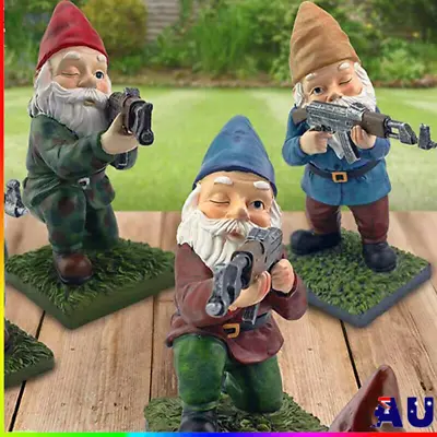 Army Garden Gnome Statue Resin Desktop Lawn Ornament Figure Sculpture Decor Gift • $32.95