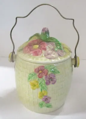 Vintage Wade Heath Floral Biscuit Barrel Jar Basket Weave Design • $22.99