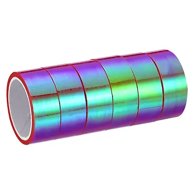 6pcs 15mmx5m Holographic Tape Adhesive Metallic Foil Masking Sticker Rose Red • £6.83