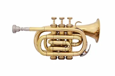 SUMMER SALE !! MINI POCKET BRASS Golden LOOK 3 Valve Bb POCKET TRUMPET  • $121.27