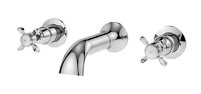 3 Tap Hole Wall Mounted Crosshead Handle Bath Filler Tap - Chrome • £113